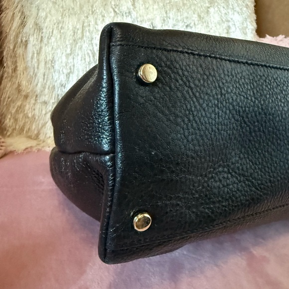 KATE SPADE Black Leather Shoulder Bag w Silver Turlock and Hardware - Picture 11 of 16